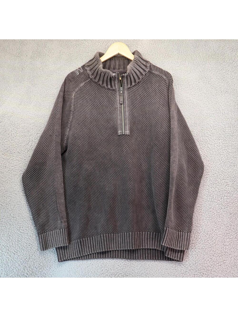 Carbon2Cobalt XL 1/4 Zip Heavy Knit Distressed Sweater